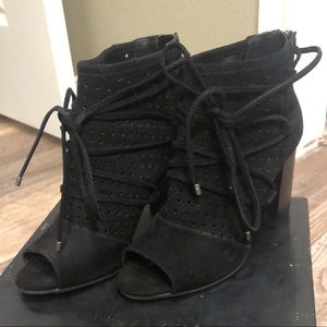 SOLD Black Peep Toe Booties- Very Volatile Kalio